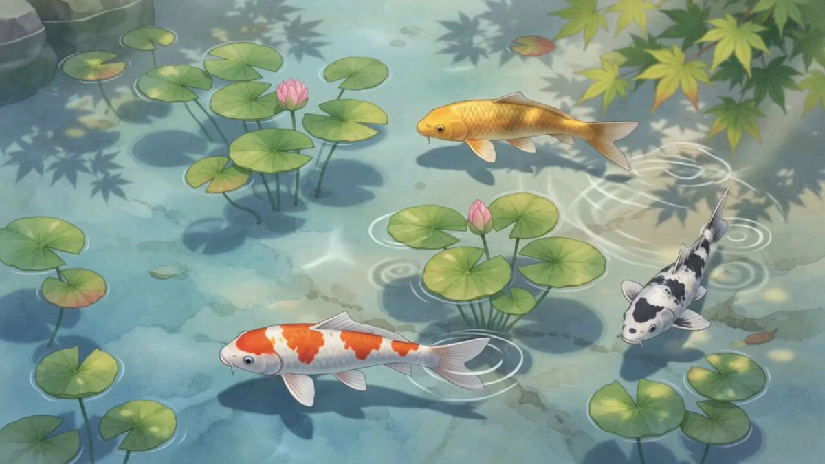 Пруд с карпами в стиле Ghibli