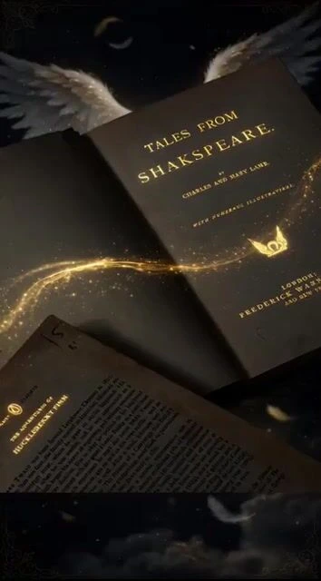 Ангельская анимация книги с золотым мерцанием