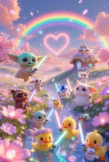 Милый фэнтези Star Wars на лугу