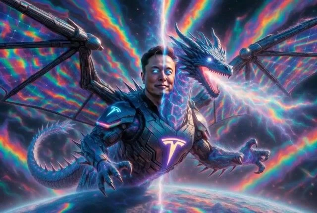 Grok Imagine Фильм: Тесла-Дракон против Рептилоидов