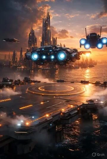 Кинематографичная VFX-сцена Grok Imagine (Сцена 2 — Посадка)