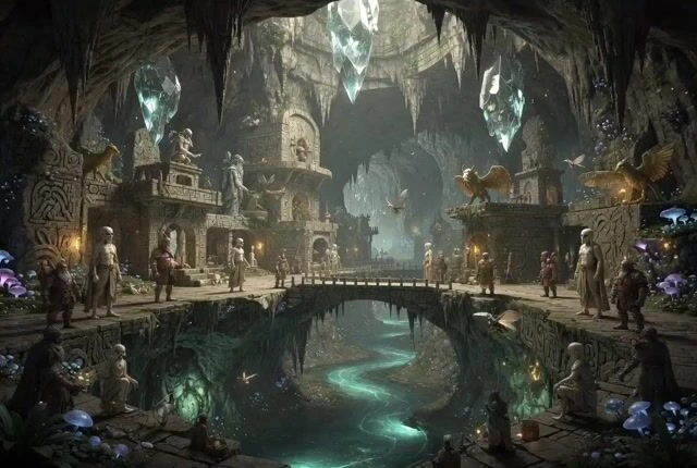 Промпт Grok Imagine: Подземные продвинутые цивилизации
