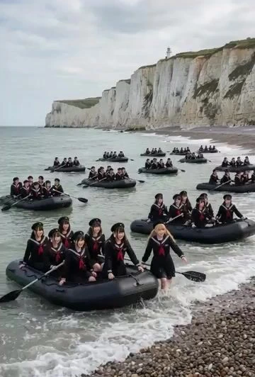 Японские женщины прибывают в Дувр