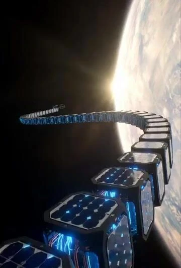 Sci-Fi документальный видеопромпт для орбитальной солнечной энергосистемы
