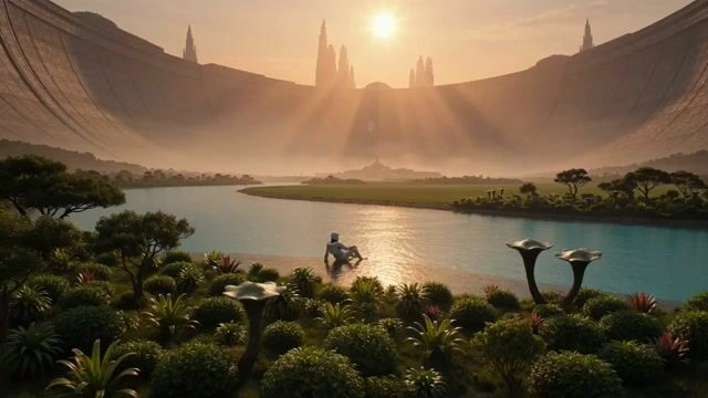 Спокойный sci-fi пейзаж рингворлда