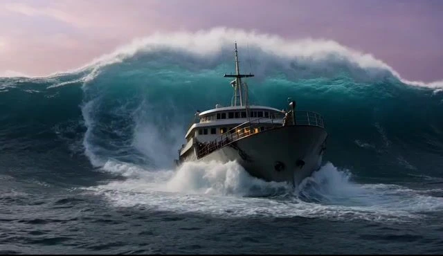 SS Vesper, поглощённая цунами