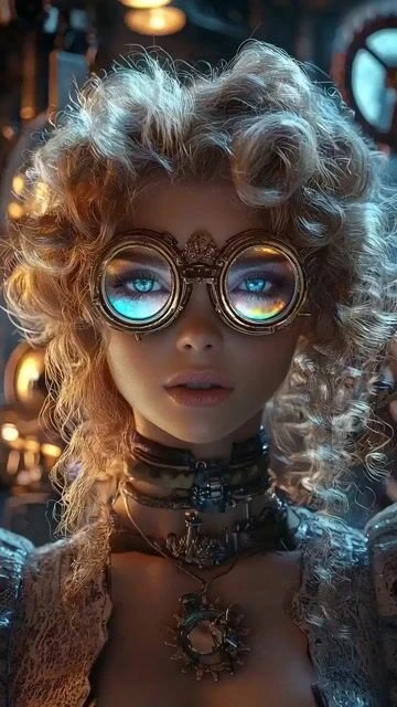 Портрет женщины в стиле стимпанк для Grok Imagine