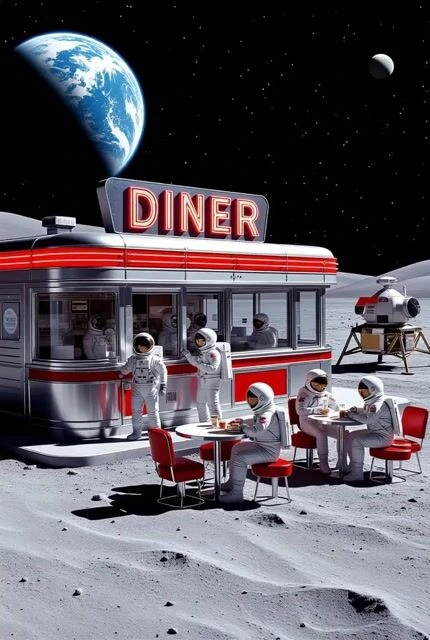 Астронавты в Tesla Diner