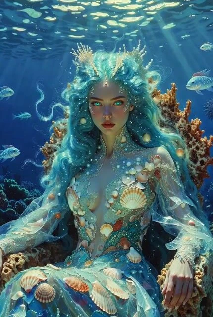 Подводная королева. Масляная живопись