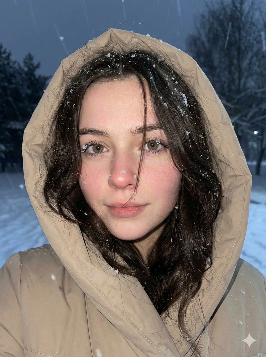 Мрачный зимний крупный план-селфи