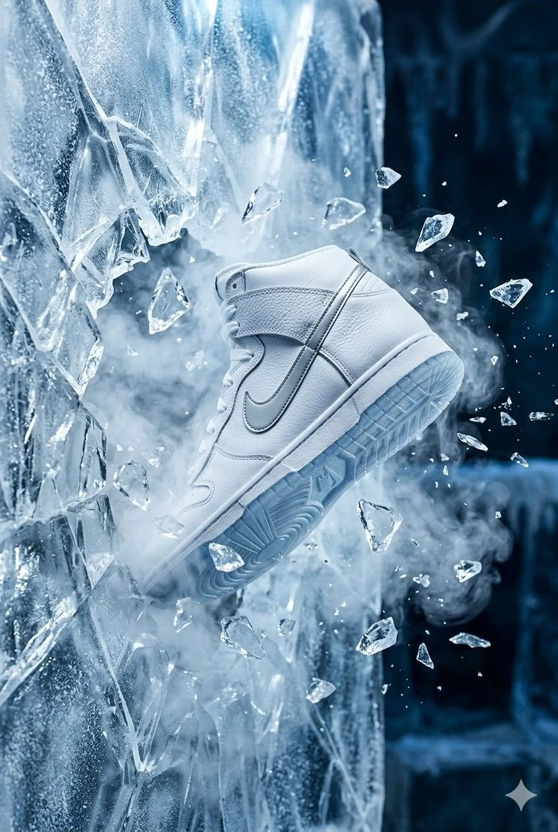 Nike Dunk прорывается сквозь кристаллическую стену
