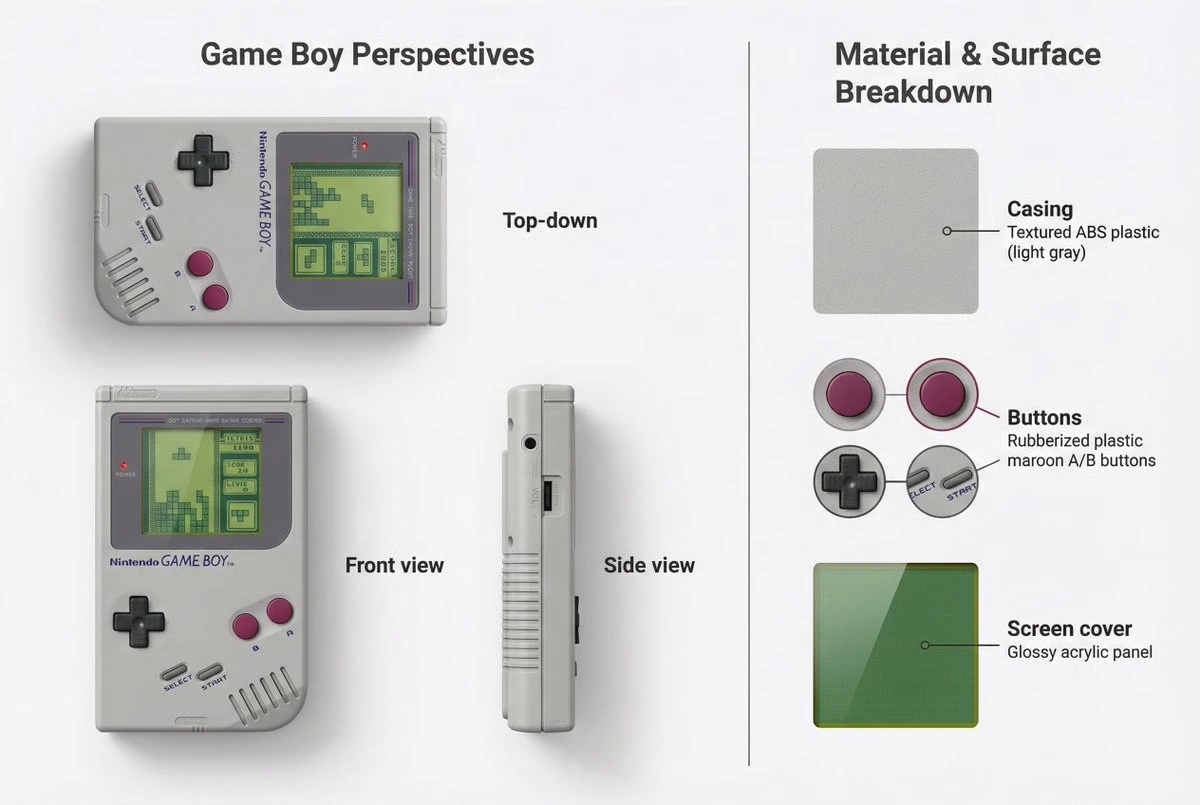 Инфографика-продукт Nintendo Game Boy с Tetris