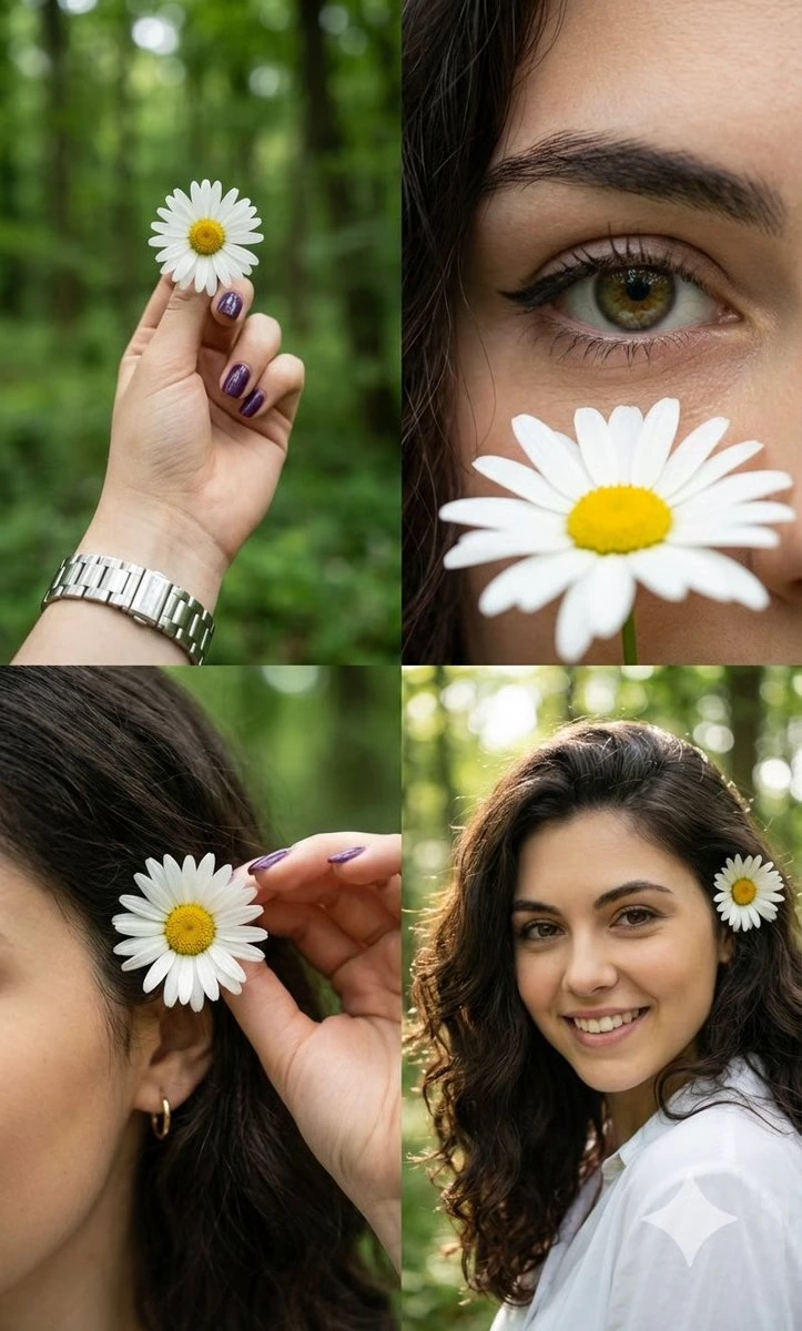 Фотореалистичный коллаж с ромашкой