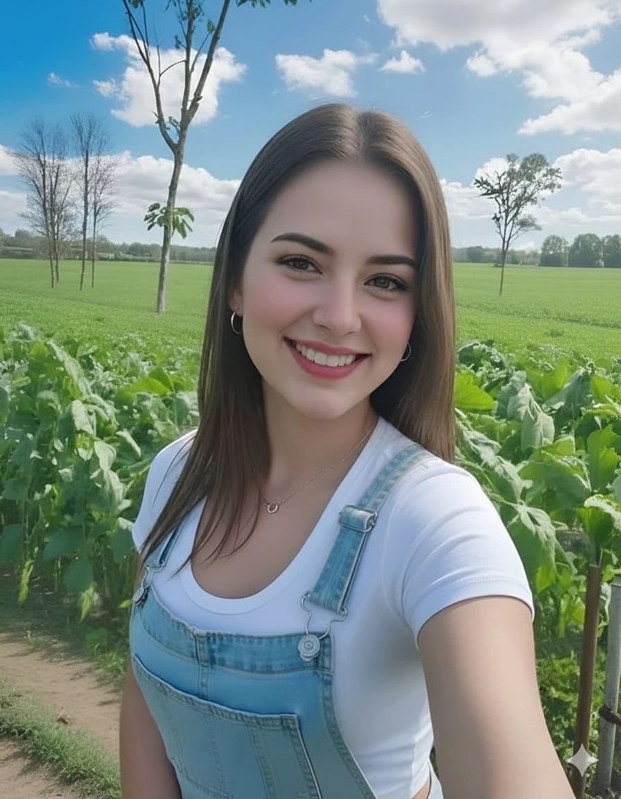 Фотореалистичное селфи в сельскохозяйственном поле