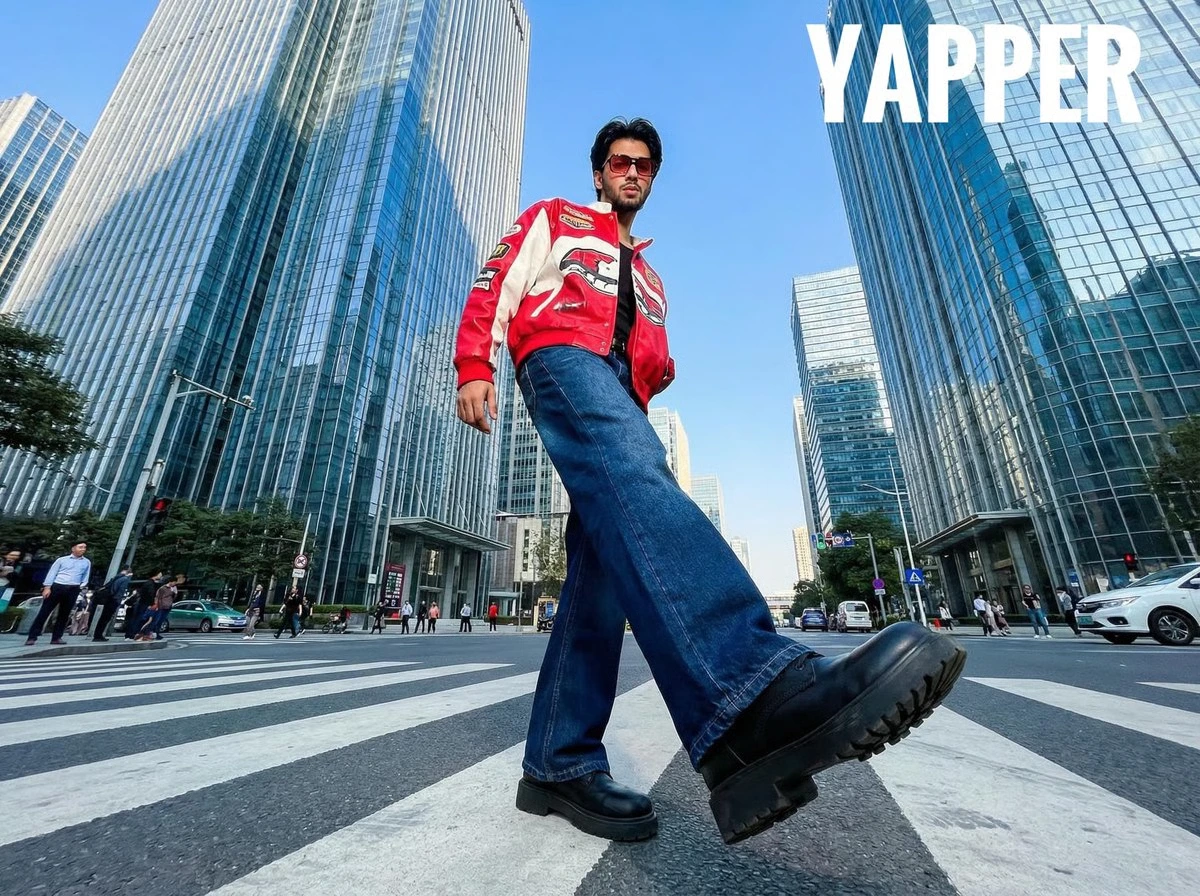 Ультраширокий уличный фэшн-фотопортрет