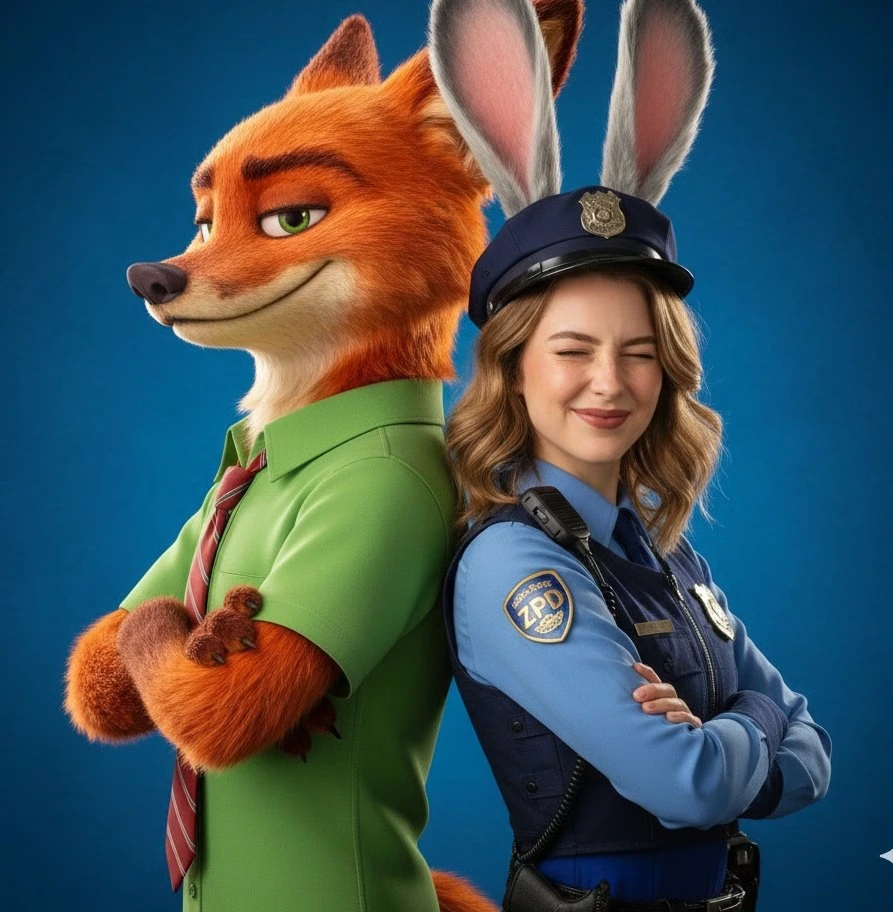 Гиперреалистичный Zootopia косплей-портрет с фиксацией лица