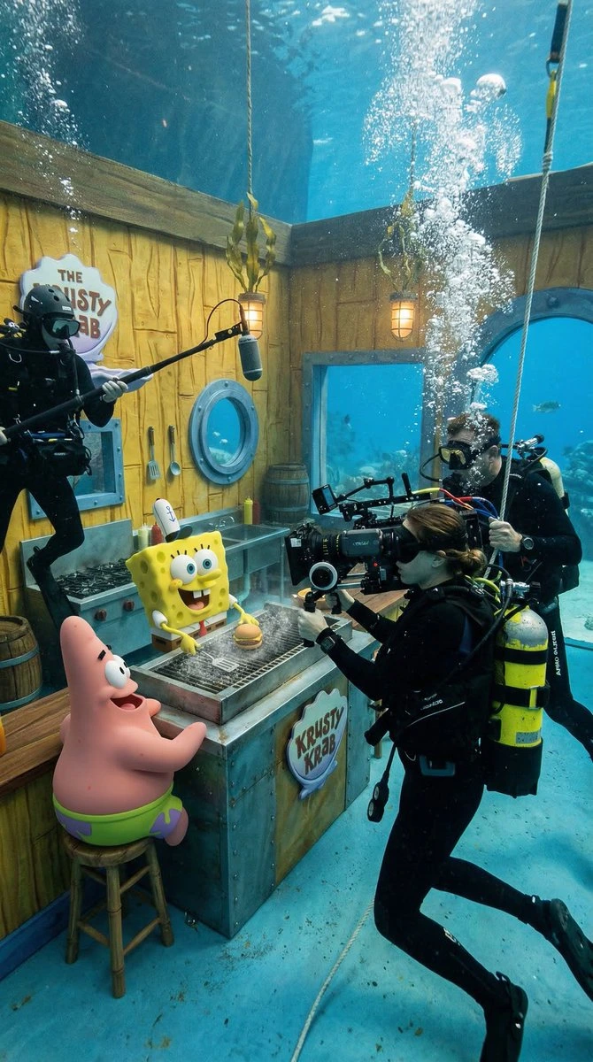 Фотореалистичная закулисная сцена SpongeBob