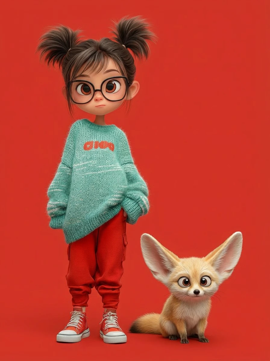 Портрет 3D-персонажа в стиле Pixar с феннеком