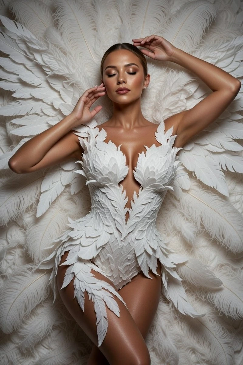 Божественная fashion-редакция в белых перьях