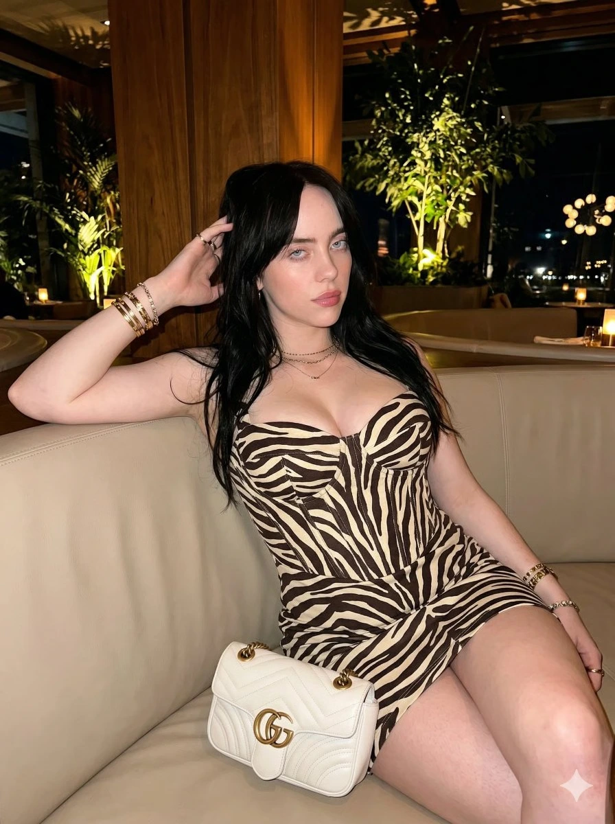 Элегантный портрет в ночном лаундже с платьем в zebra-принт