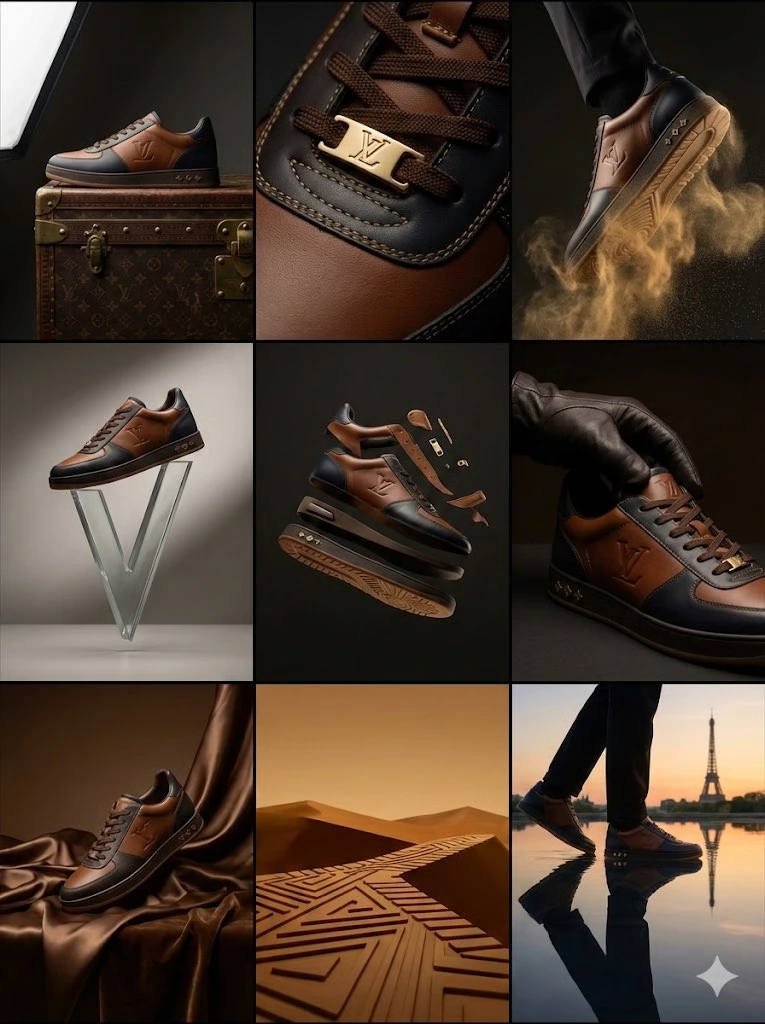 Редакционная сетка кроссовок Louis Vuitton (концепция из 9 панелей)