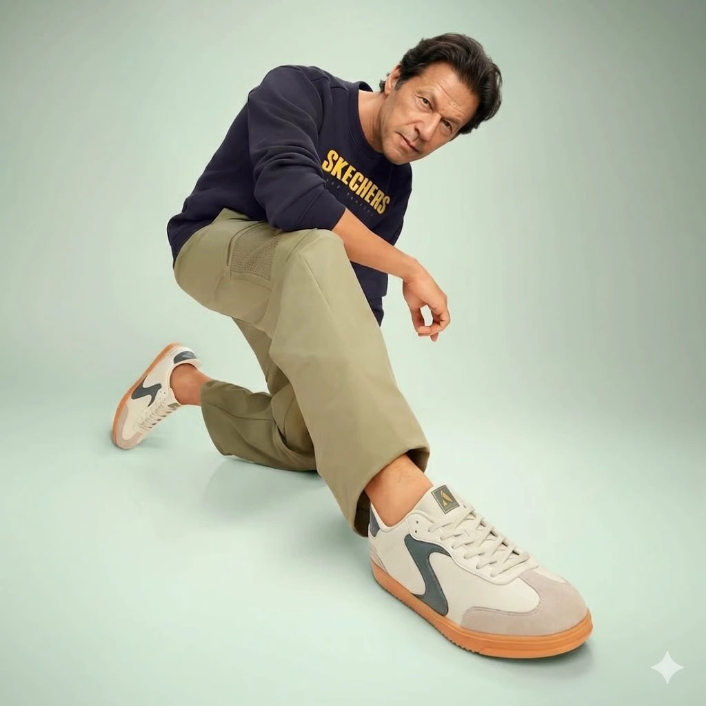 Фотореалистичный студийный портрет Шахраука Хана в Skechers