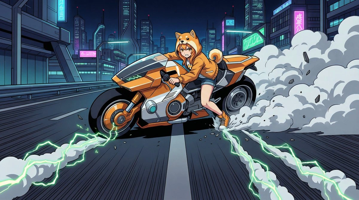 Рекреация сцены 'скользящего торможения' из AKIRA