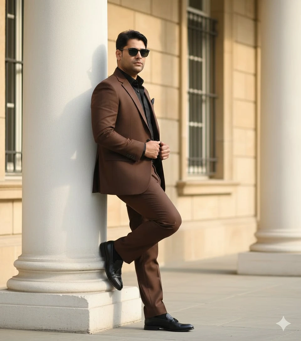 Кинематографический fashion-редакцион с мужчиной, машиной и собакой