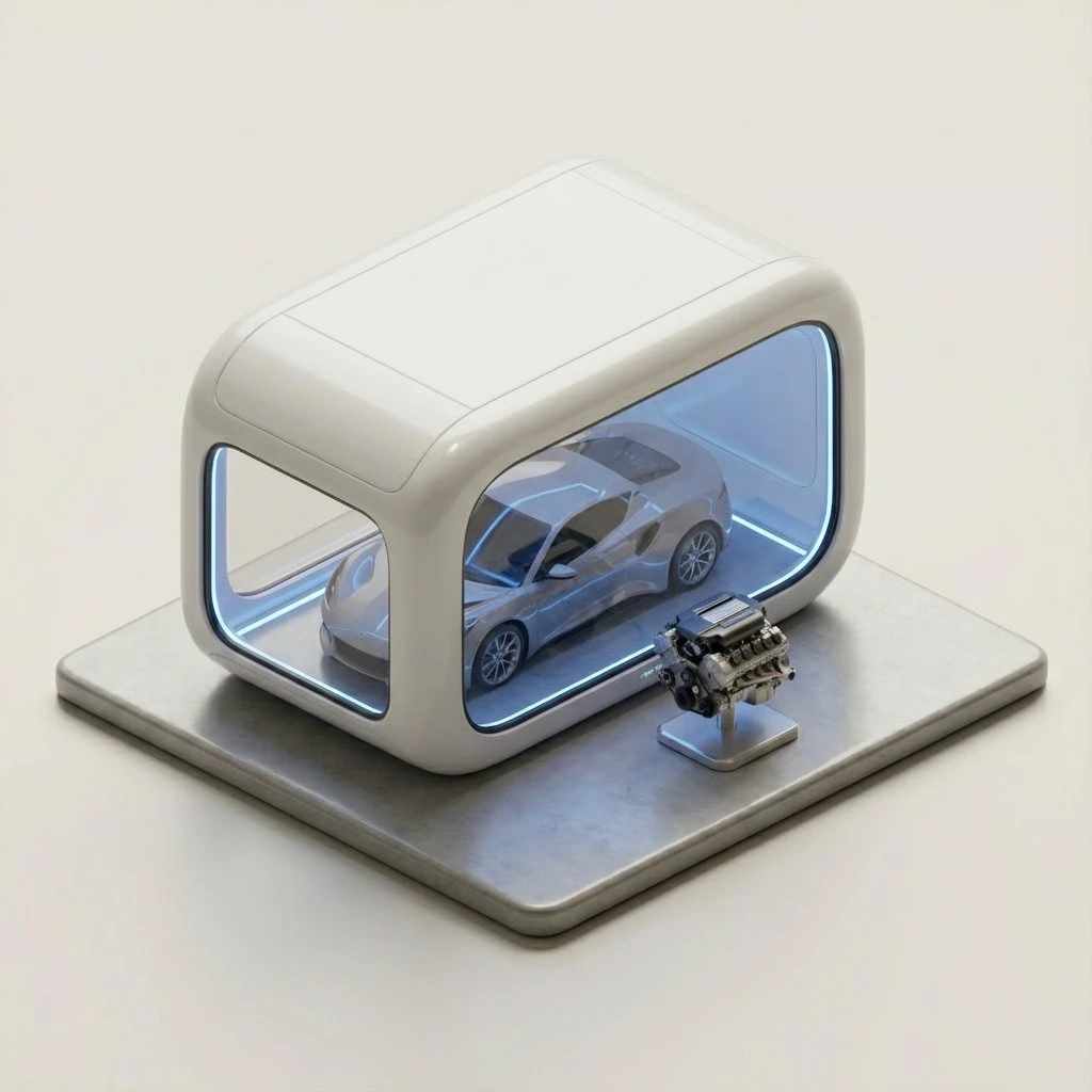 Минималистичный 3D-изометрический модель шоурума авто