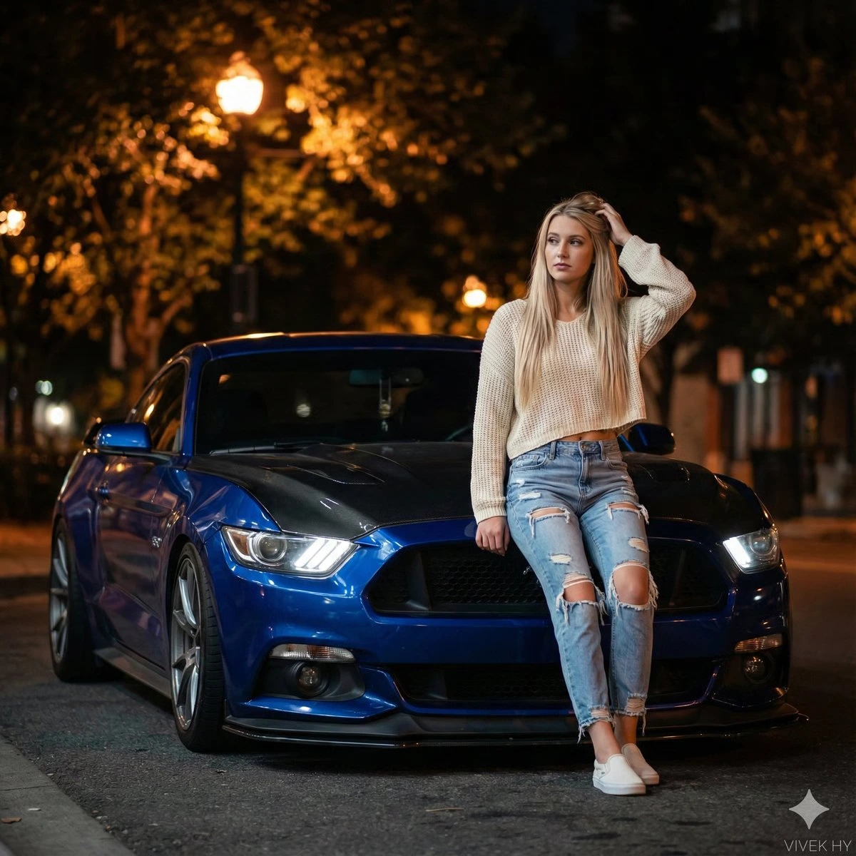 Ночной городской портрет с Mustang GT
