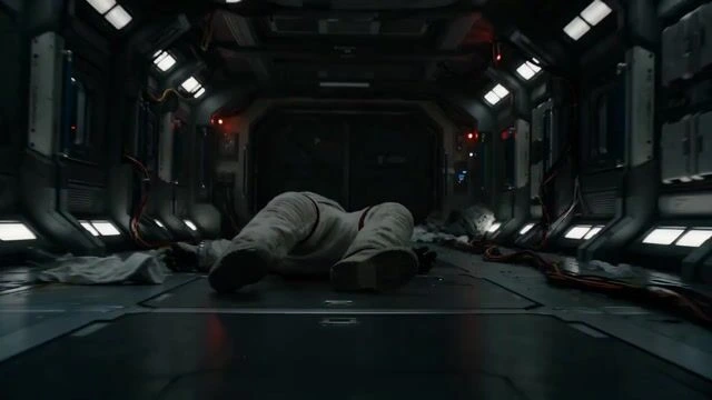 Сцена Побега Космонавта в Невесомости