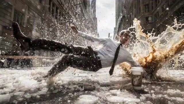 Bullet time: падающий бизнесмен