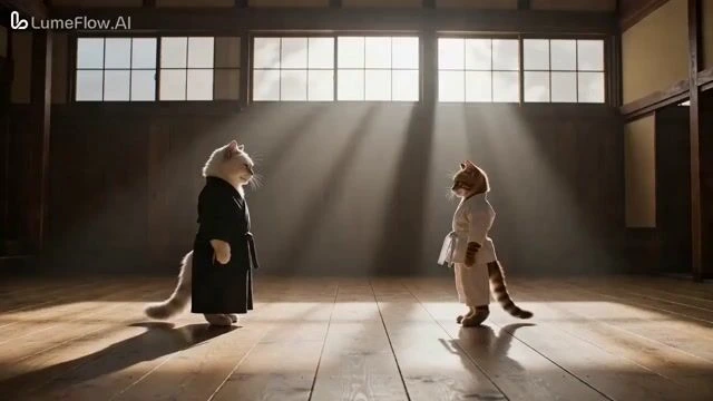 Бой котов в додзё CatFu