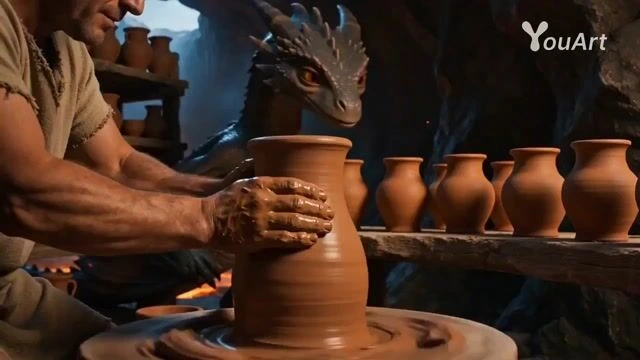 Дракончик и гончар в вулканической пещере