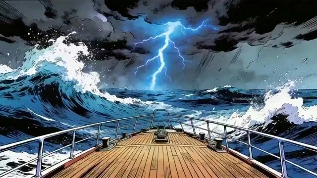 Кинематографическая сцена кораблекрушения в штормовом море