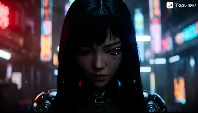 Кинематографичный научно-фантастический экшен-промпт на железнодорожных путях