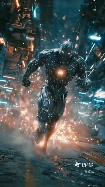 Кинематографическая sci-fi сцена битвы с киборгом