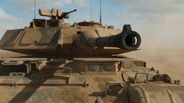 Кинематографичная VFX военная последовательность с bullet-time выстрела танкового снаряда