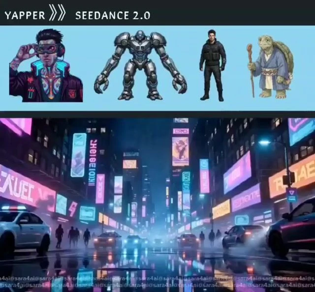 Киберпанк-аниме экшн-сцена для Seedance 2.0