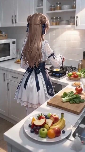 Сцена на кухне от первого лица с диалогом