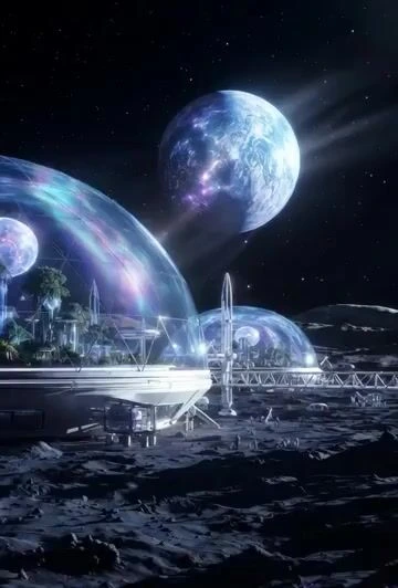 Футуристическая лунная база с мезонными огнями (Часть 1)