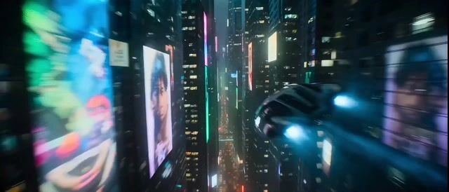 Голливудская киберпанк погоня в sci-fi