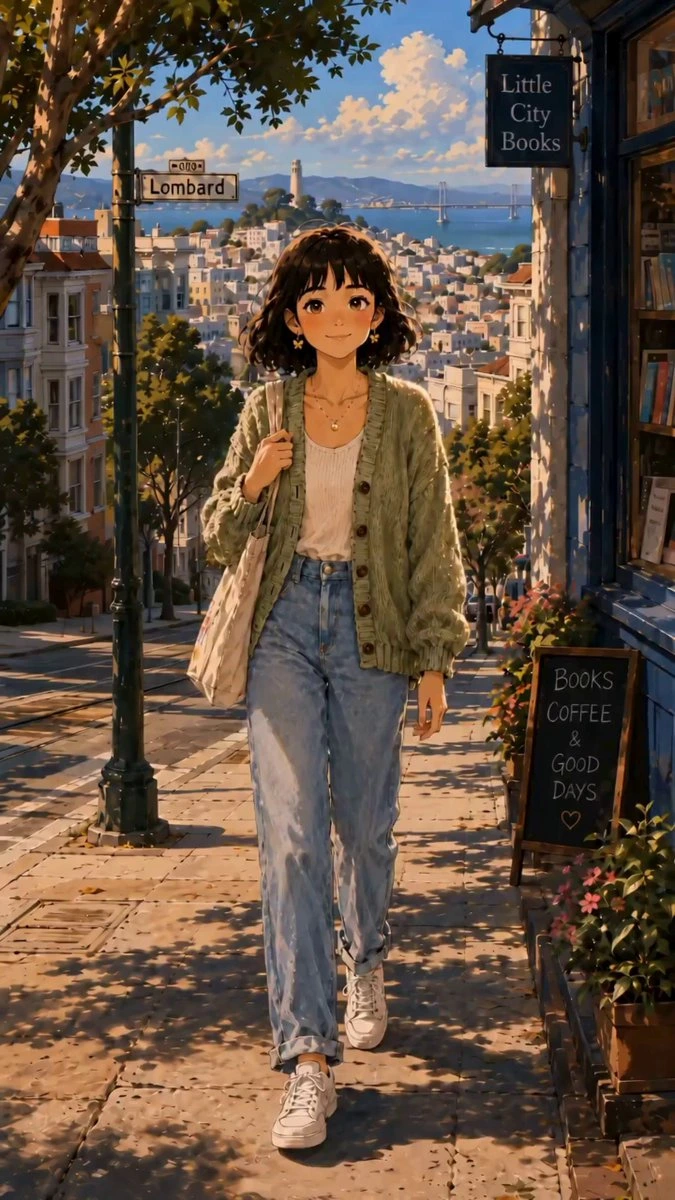 Аниме-книжный магазин, сцена днём