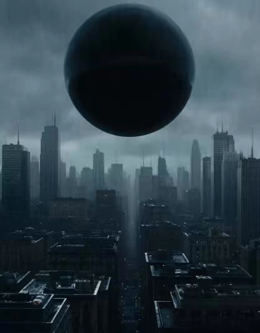 Чёрная сфера: сюрреалистичная sci-fi сцена