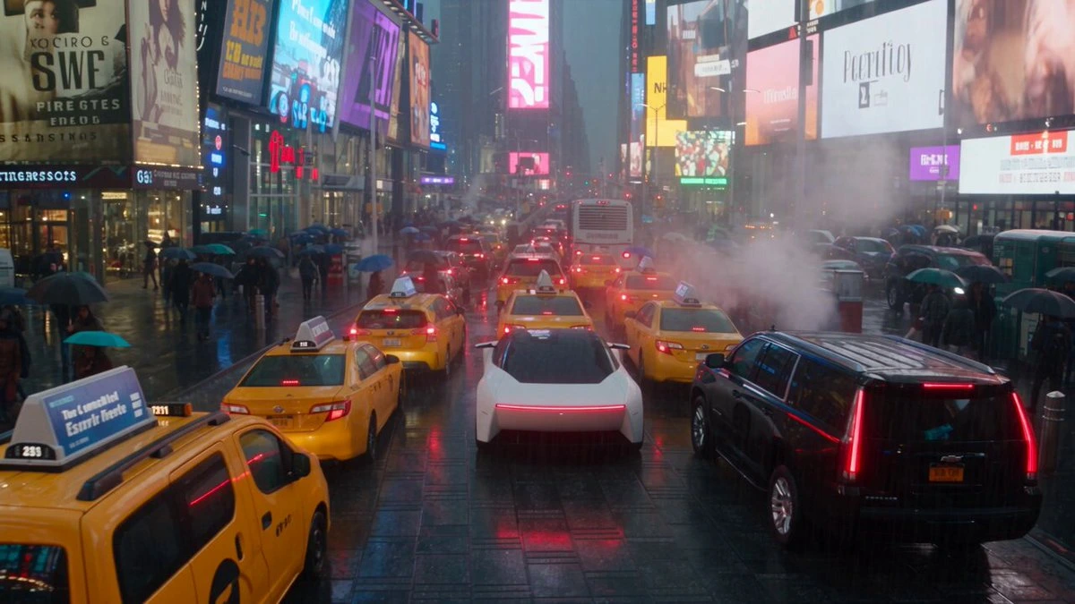 Cybertruck на Times Square - научно-фантастическая комедия