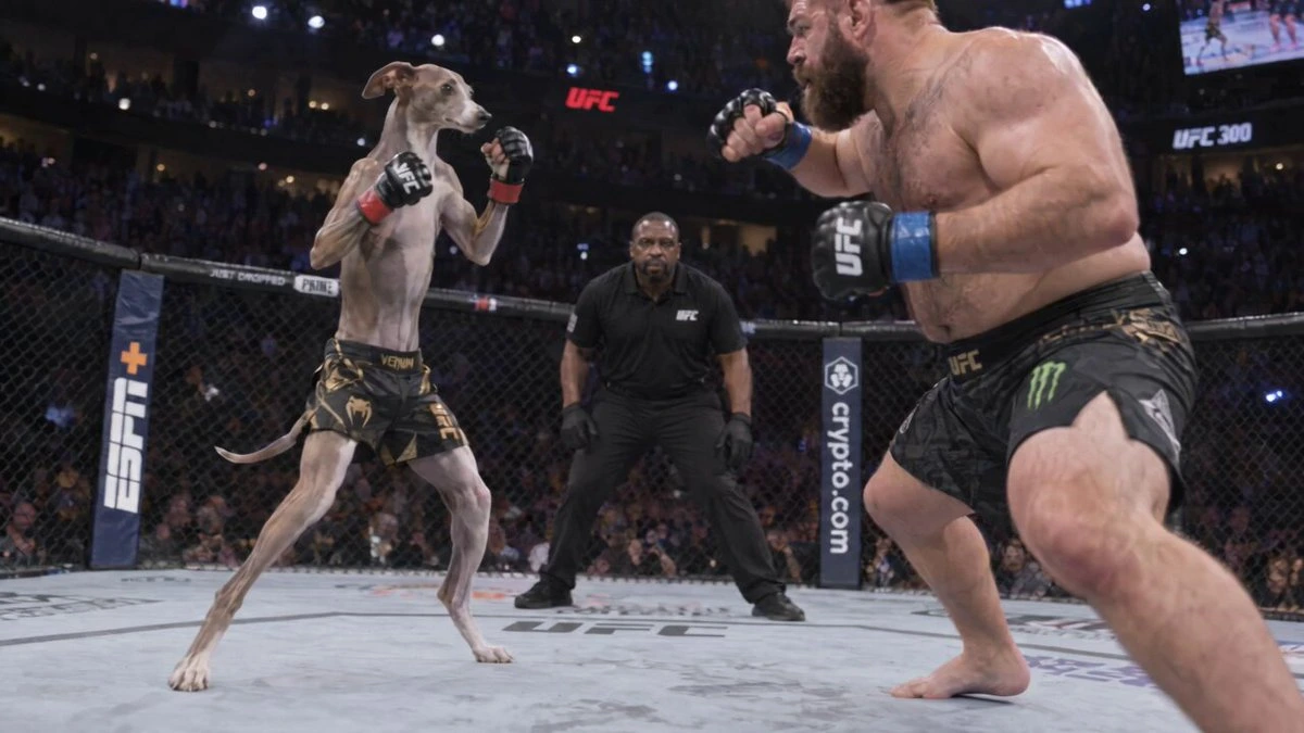 Собака побеждает в чемпионате UFC