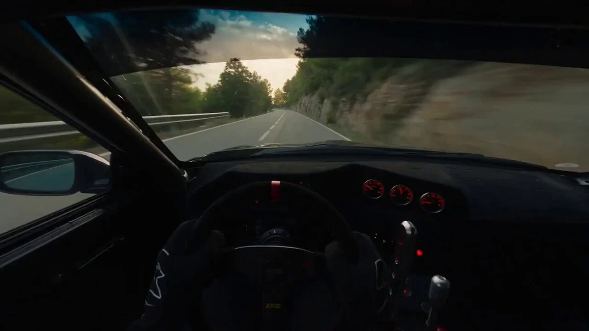 Drift на горной дороге от первого лица