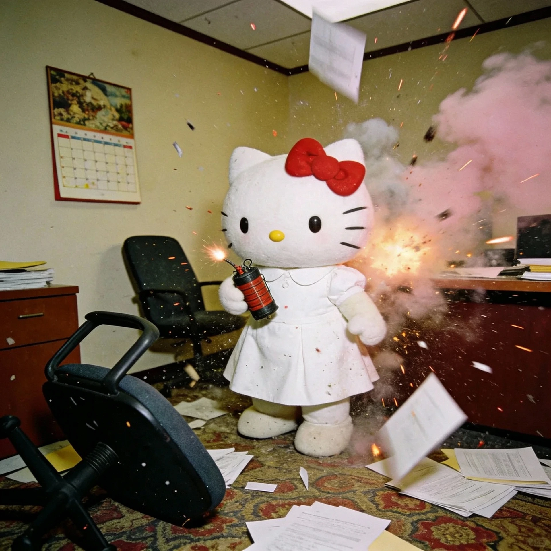 Офисный хаос с Hello Kitty